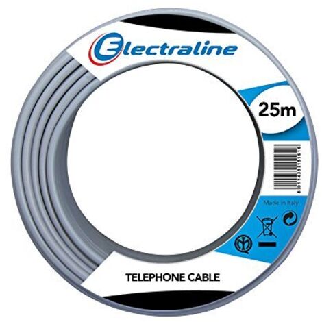 Electraline 14001 Cavo Telefonico/Citofonico, 1 Coppia E Messa A Terra, Grigio, 25 m