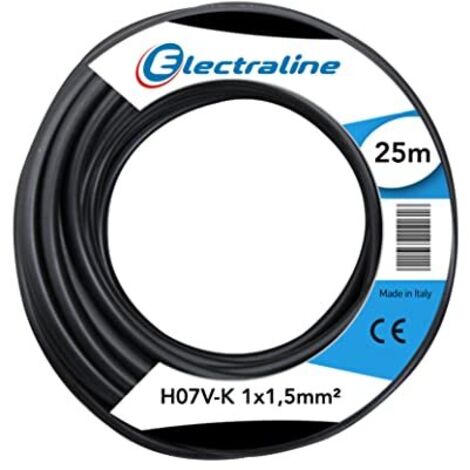 Electraline 15072 Cavo Unipolare N07V-K, Sezione 1x1.5 mm, 25 mt, Nero