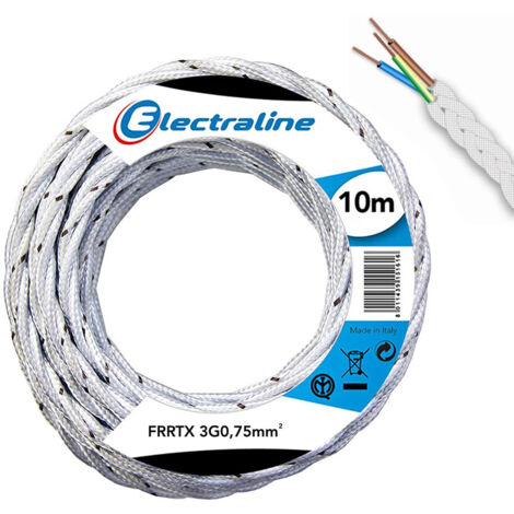 Electraline 16806 Cavo Tessile FRRTX, Sezione 3G0.75 mm, 10 mt, Bianco