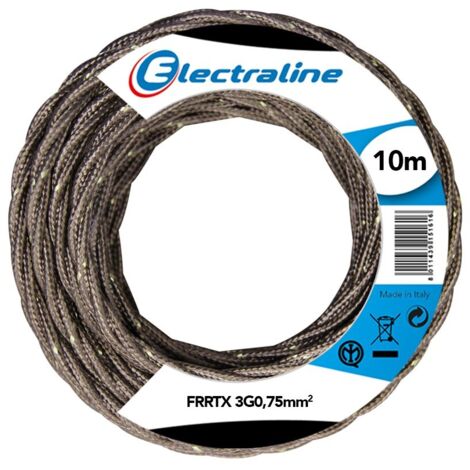 Electraline 16808 Cavo Tessile FRRTX, Sezione 3G0.75 mm, 10 mt, Marrone