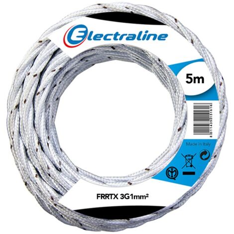 Electraline 16810 FRRTX Cavo Tessile, Sezione 3x1 mm, Lunghezza 5 m, Bianco