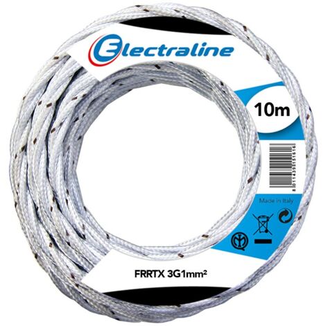 Electraline 16811 Cavo Tessile FRRTX, Sezione 3G1 mm, 10 mt, Bianco