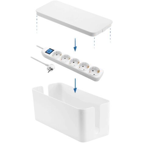 Electraline 300170 - Scatola organizer per cavi, con ciabatta a 5 scomparti, con interruttore, cavo da 1,5 m, presa multipla, presa da tavolo, femmina