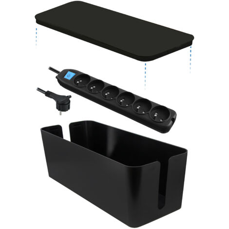 Electraline 300172 300173, Boîte de Rangement pour câbles avec Bloc Multiprise 6 Prises 16A, 1, 5 MT, Noir