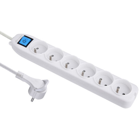 Electraline 32043 Bloc 6 prises avec interrupteur/fiche plate 1,5 m Blanc