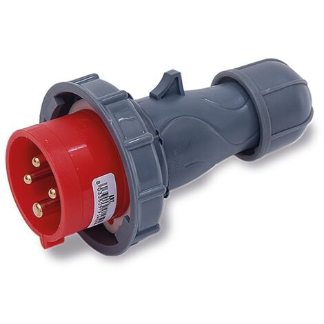 Electraline 3508547 80810 Spina Elettrica Industriale, IEC, 16A, 3P+T, 380V, IP67, Rosso