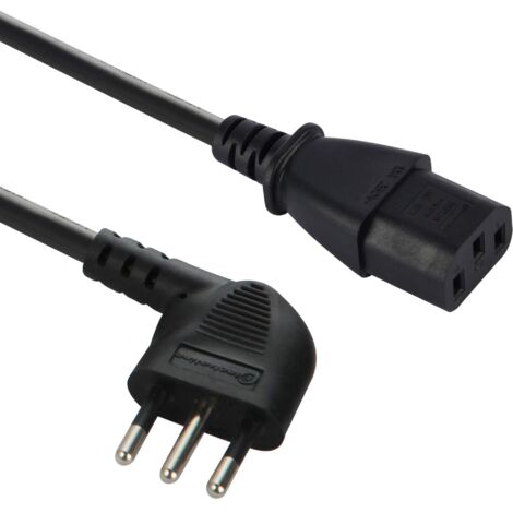 Electraline 46003 Cavo Alimentazione Spina Salvazpazio Italiana 10A a Vde Iec C13, 1.8 Mt, Cavo H05VV-F 3G0.75, Nero