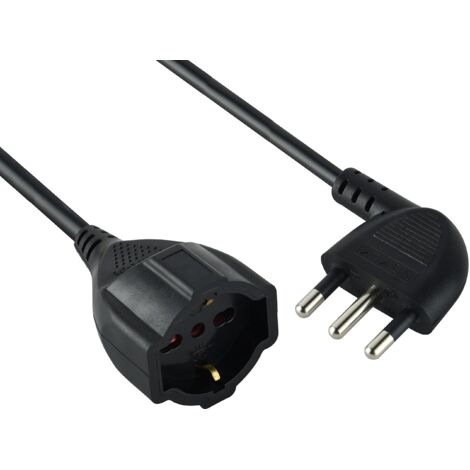 Electraline 46109 Prolunga 5 mt spina 16A e presa polivalente (schuko + 10/16A), nero - sezione cavo 3G1,5 mm²
