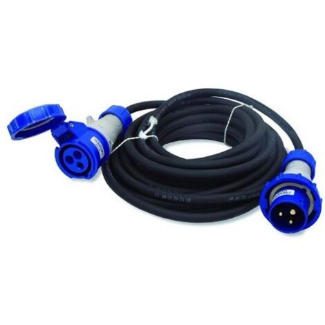 Electraline 46141 Rallonge en Caoutchouc 30M Prise Industrielle IEC fiche à 3 Broches adaptée pour Caravane, Camping, Caravane, Bateau, Chantier, IP67, Câble H07RN section 3G2.5 mm²