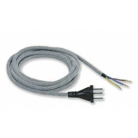 Electraline 48000 Prolunga per Ferro da Stiro, Lunghezza 2,8 m, 10 A 130V, Sezione Cavo 3x0.75 mm, Nero/Bianco