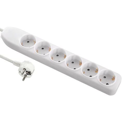 Electraline 51611 – Ciabatta multipresa a 6 prese con interruttore, cavo 3 G1, 1,5 m, colore: bianco