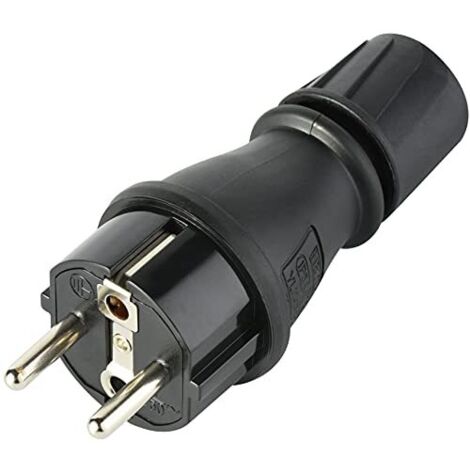 Electraline 55084 Spina Professionale Schuko, Protezione IP54, con Ghiera di Bloccaggio Cavo per Facilitare il Cablaggio