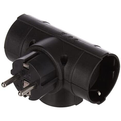 Electraline 55322 – Adattatore Triplo 16 A, colore: nero