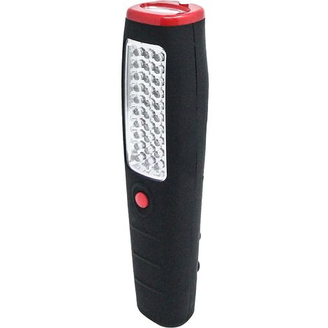 Electraline 58063 Torcia da lavoro 30 LED + 7 LED in testa,con Gancio e Calamita Magnetica sul retro, Soft Touch Ergonomica Antiscivolo