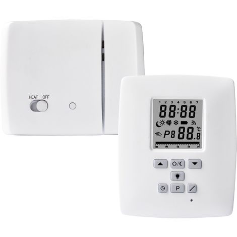 Electraline 59218 Termostato Digitale Wireless con Trasmettitore Radio 868 MHZ, Bianco