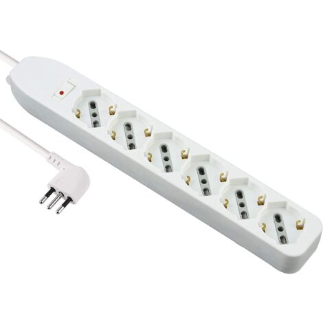 Electraline 61993 Ciabatta Multipresa Trivalente 6Posti Spina Piccola 10A Bianca