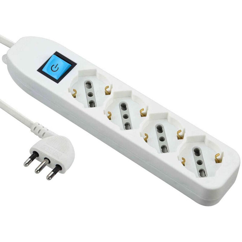 Multiprise Avec Interrupteur 4 Places Multifonctions (Schuko+10/16) Electraline