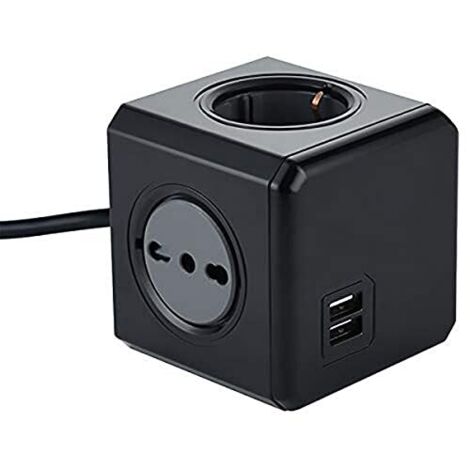 Electraline 62099 Multipresa Cubo Powercube 4 Posti con 2 USB 2.1A