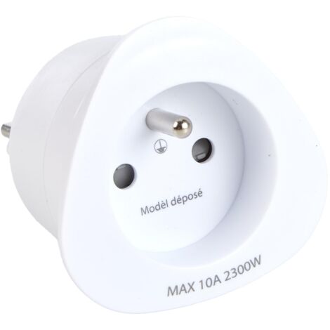 Electraline 70051 - Adattatore da viaggio da Francia/Europa a Italia a 2 pin Europa a 3 pin, colore: Bianco