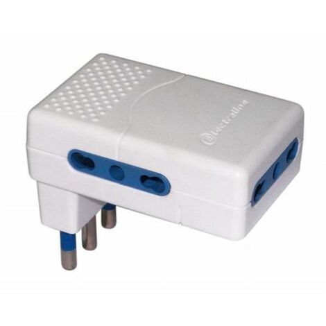 Electraline 71038 Adattatore Piatto Triplo, Spina 16A 230V, Presa 10/16A 230 V, Bianco Opaco