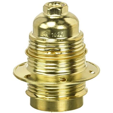 Electraline 71129 Portalampada Filettato con 2 Ghiere E27, Passo 10x1, Ottone