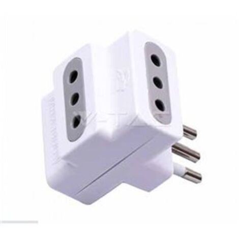 Electraline 71926 Adattatore Multipresa Triplo, Spina 16A 230V, Presa 10/16A 230V, Grigio Opaco