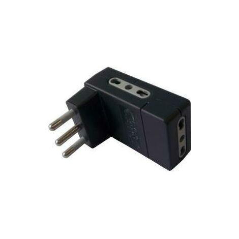 Electraline 71928 Adattatore Multipresa Piatto Triplo, Spina 16A 230V, Presa tripla 10/16A 230 V, Nero Opaco