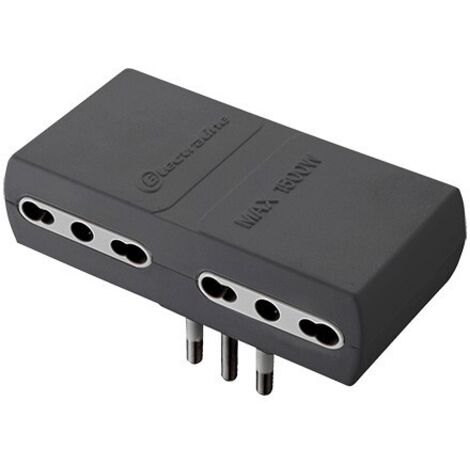 Electraline 71934 Adattatore Quadruplo, Spina 16 A, 230 V, Presa 10/16 A, 230 V, Grigio