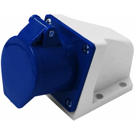 Electraline 80868 Presa Elettrica Industriale da Parete Inclinata, 32A, 2P+T, 220V, Blu