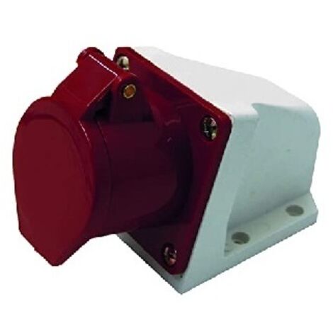 Electraline 80869 80869-Presa Industriale da Parete inclinata, 16A, 3P + T, 380V, IP44, Colore: Rosso