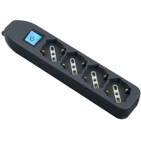 Electraline 82073 Multipresa Senza Cavo, 4 Prese Universali, Nero