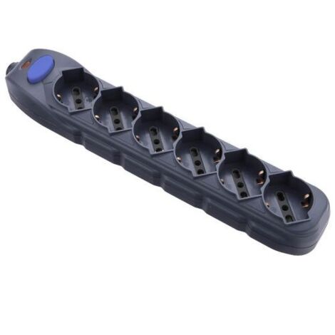 Electraline 82074 Multipresa Senza Cavo-6 Prese universali Colore, Nero