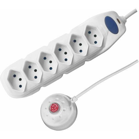 Electraline 862011 Multipresa con 6 Prese Svizzere, Cavo 2 mt, Spina 10A Svizzera, con Interruttore Switch ON/OFF, Bianco