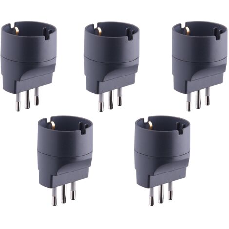 Electraline 92294 Set 5 Adattatori da Schuko a Spina Piccola 10A, Nero, Confezione da 5