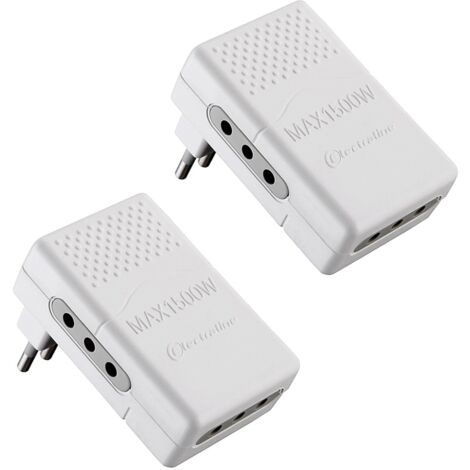 Electraline 92308 Set 2 Adattatori Multipresa Tripla 3 Posti 10A, Bianco