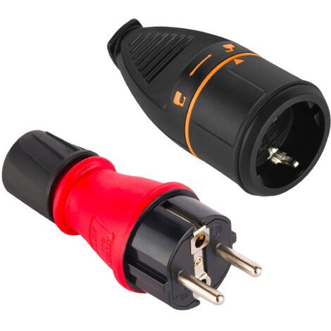Electraline 92391 Confezione da 1 Presa Schuko IP54 con Ghiera di Bloccaggio e 1 Presa Cablabile Elettrica Electralock Schuko Dotata di Meccanismo di Blocco che Impedisce Disconnessioni Accidentali