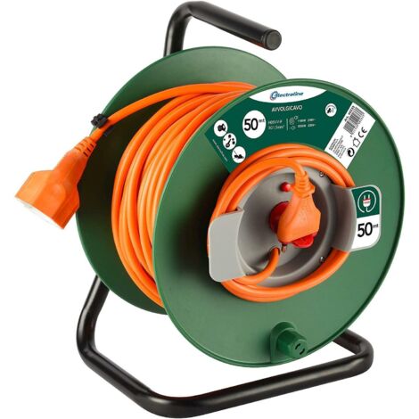Electraline avvolgicavo da giardino 50 mt cavo 3g1,5 mm spina 16a 49233