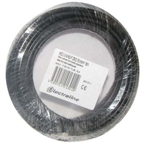 ELECTRALINE - Câble H03VVH2F 2x0.75 10m noir couronne
