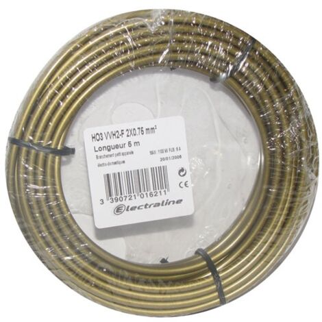 ELECTRALINE - Câble h03vvh2f 2x0.75 10m v/or couronne 60113025n