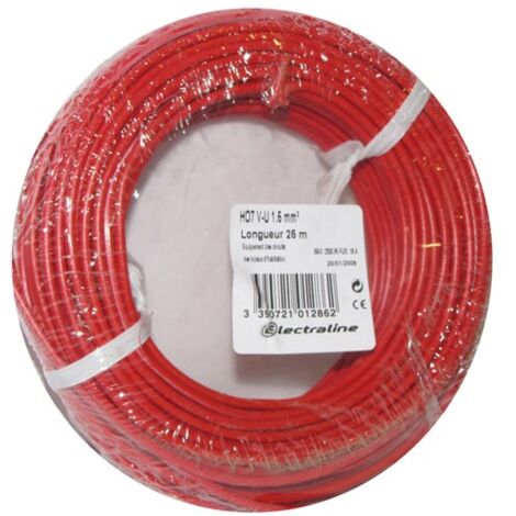 ELECTRALINE - Câble H07VU 1x1.5 25 m rouge couronne