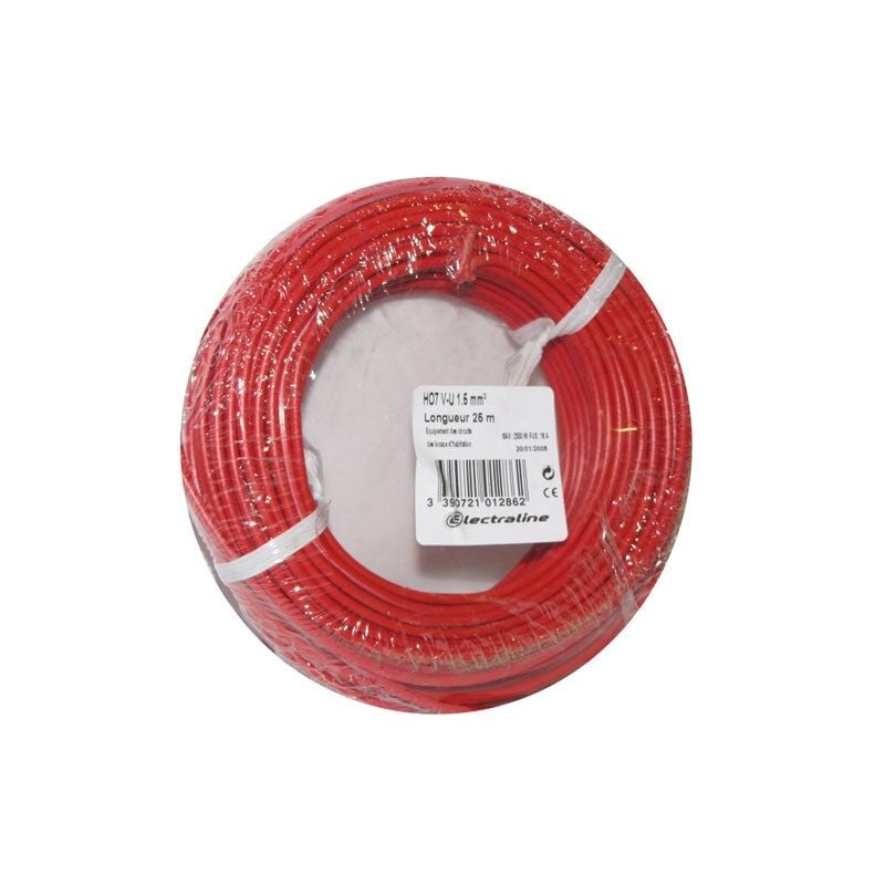 ELECTRALINE - Câble H07VU 1x1.5 25 m rouge couronne
