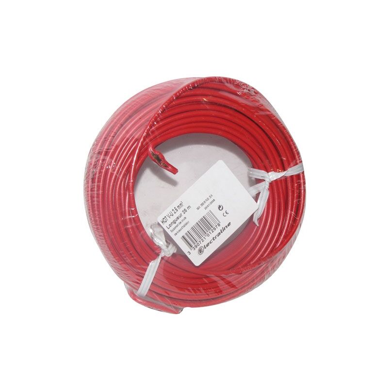 Câble H07VU 1x2.5 25m rouge couronne - Electraline
