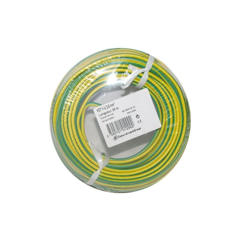 Câble H07VU 1x2.5 25m jaune/vert couronne - Electraline