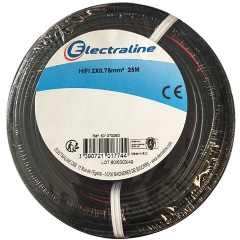 ELECTRALINE - cable hifi 2x0.75mm noir/rouge 25m