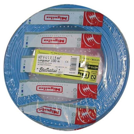 Electraline Câble HO7 V-U Bleu 1,5 mm² 100 mètres