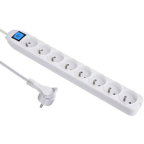 Electraline - Ciabatta multipresa a 8 prese con interruttore, cavo 1,5 m (ref. 32045), bianco, 32045