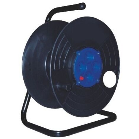 Electraline – Enrouleur électrique 50m 4 prises 16A – Indice de protection IP20 – Disjoncteur thermique – Socle métal et tambour plastique