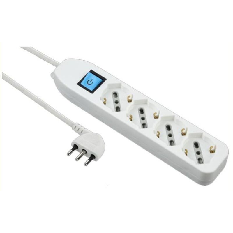 Idroweb Weiß Electraline - Steckdosenleiste Mit Schalter 4 Mehrzweckplätze (Schuko+10/16)