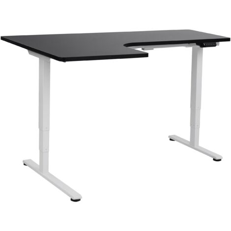 Electric Adjustable Corner Desk DESTINES Black/ White 160 cm 109 cm Left Hand