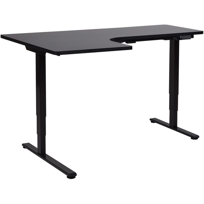 Beliani - Electric Adjustable Left Corner Desk Modern L-shaped 160 X 59 Cm Black Top And Black Base Destines